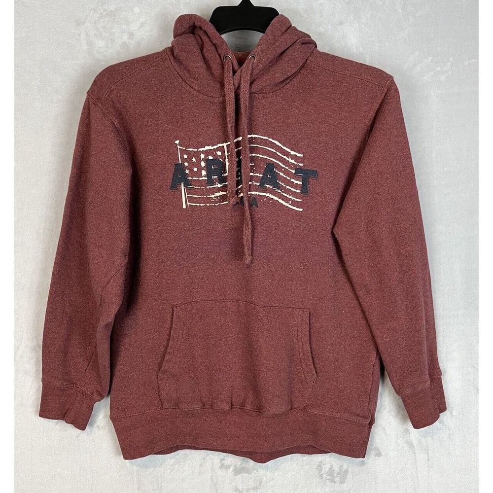 Ariat REAL Hoodie Women Medium Burgundy Fleece Graphic Western Sweatshirt